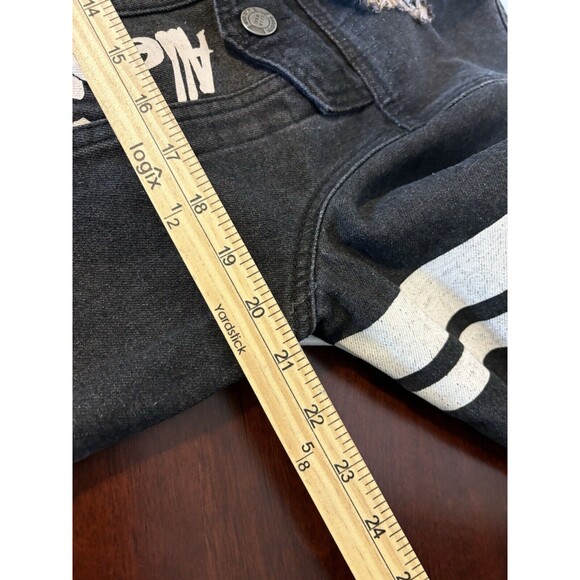 Men's M Society Mad City Politically Incorrect Washed Denim Distress Jacket Med - Picture 7 of 8